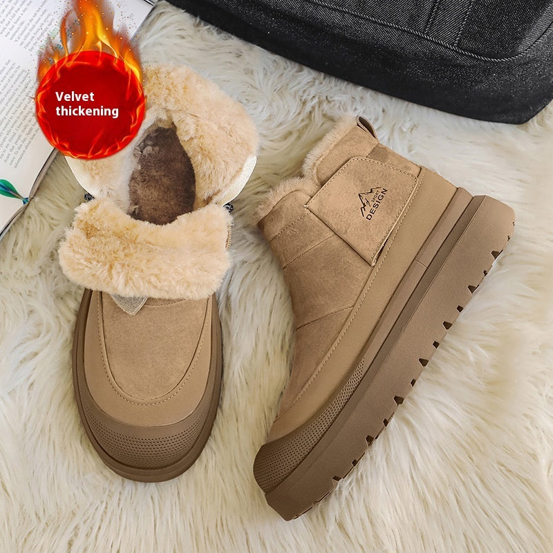 Fleece-lined Thick Casual All-Match Platform Non-slip Snow Boots Trendy Shoes
